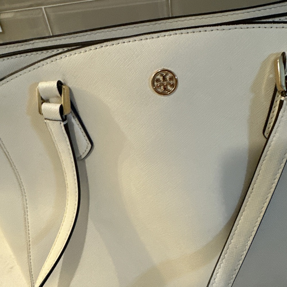 Tory Burch Tote Bag Shoulder Bag Robinson Medium Leather Ivory, Protective Bag. - Picture 2 of 16